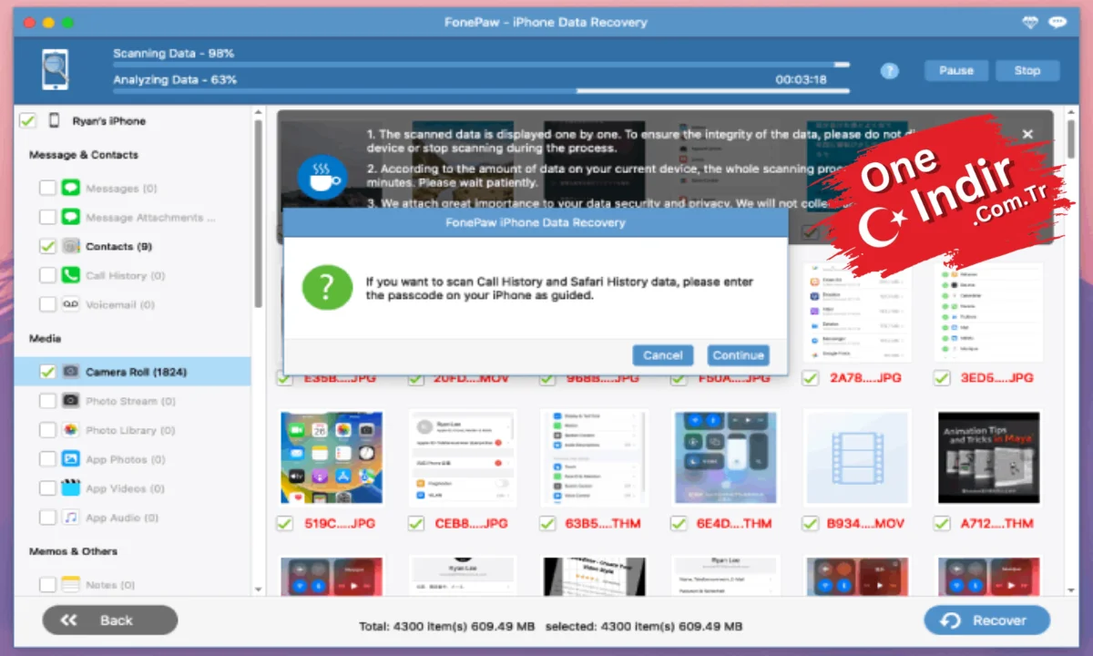 FonePaw iPhone Data Recovery PC Türkçe