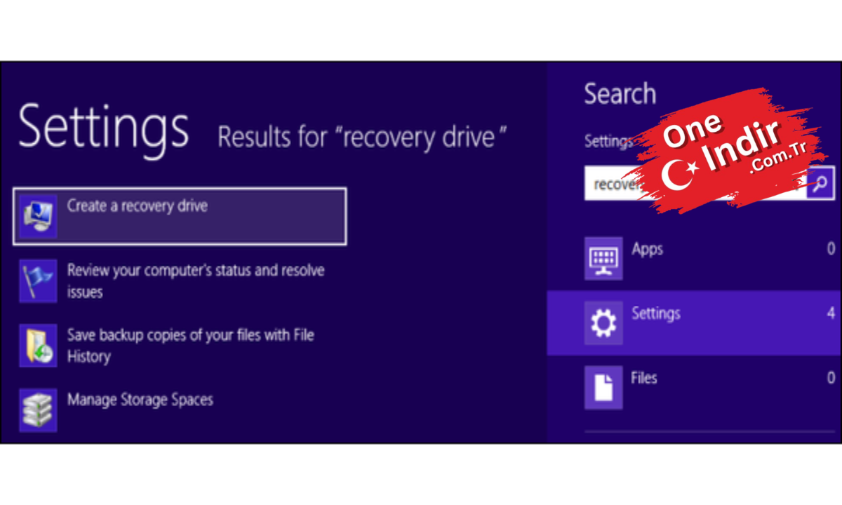 AOMEI OneKey Recovery PC Türkçe